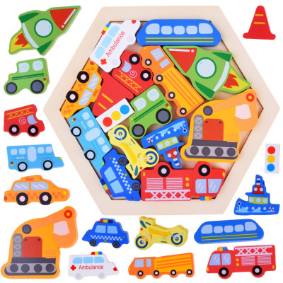 Drevené puzzle farebných Vozidiel